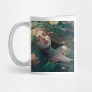 Float away with me - drowning women art Mug